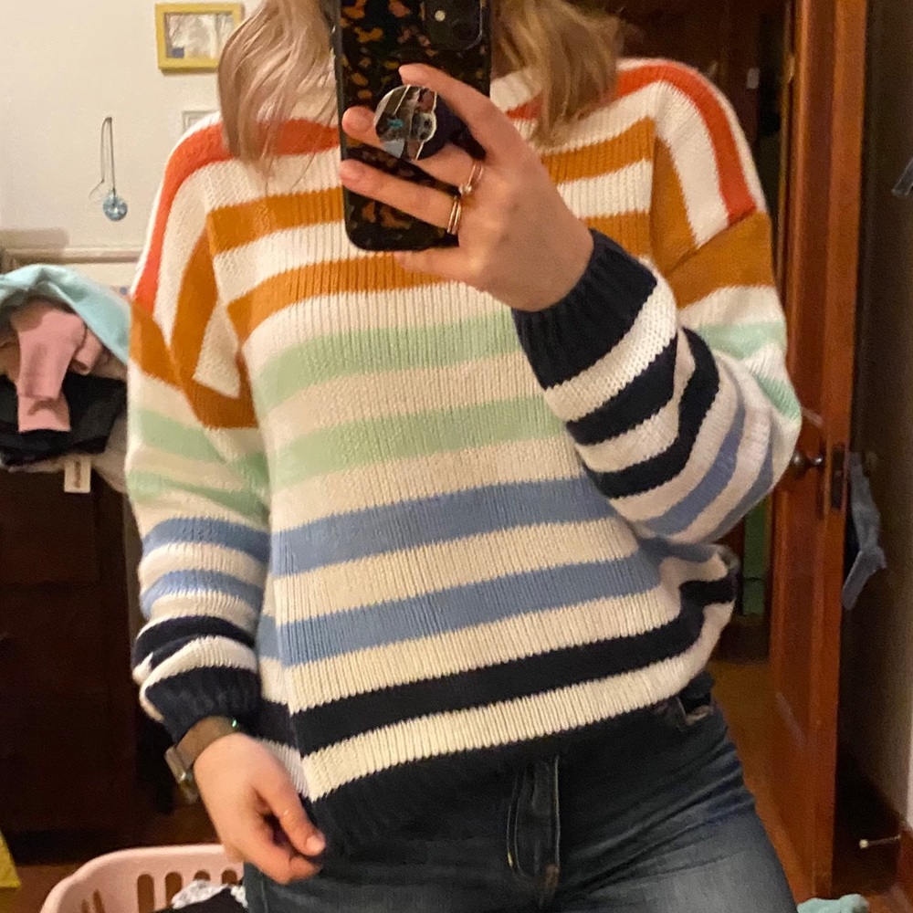 Zesica Rainbow Stripe Knit Pullover Medium Sweater - Picture 15 of 16